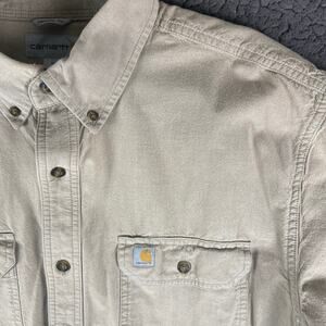 Carhartt Short Sleeve Button Down Work Shirt Mens XL Tan Khaki Utility